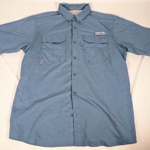 Columbia Mens PFG Omni Shade Vented Fishing Button Down Shirt Blue XL-XXL